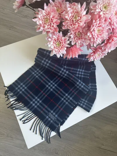 Pre-owned Burberry X Vintage Burberry Wool Scarf In Blue
