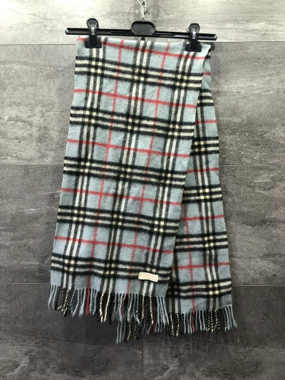 Pre-owned Burberry X Vintage Burberrys Pure Cashmere Scarf In Blue