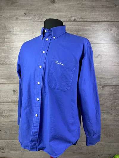 Pre-owned Burberry X Vintage Thomas Burberry Long Sleeve Shirt Size Xl In Blue