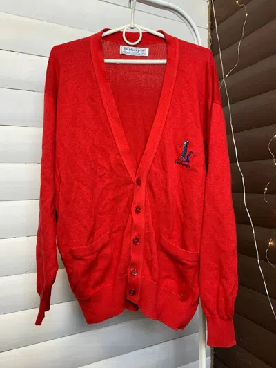 Pre-owned Burberry X Vintage Y2k Cardigan Burberrys Sweater Logo In Red