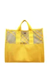 Burberry Checkered Pattern Tote Bag With Open Top In B7311 Jaune