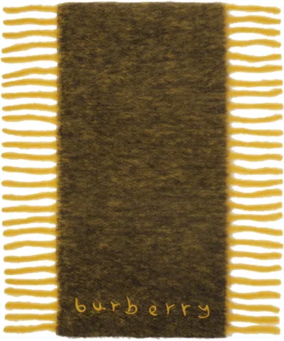 Burberry Yellow & Khaki Alpaca Wool Blend Happy Scarf In Brown