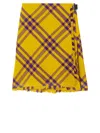 BURBERRY YELLOW AND PURPLE CHECK WOOL KILT FOR WOMEN