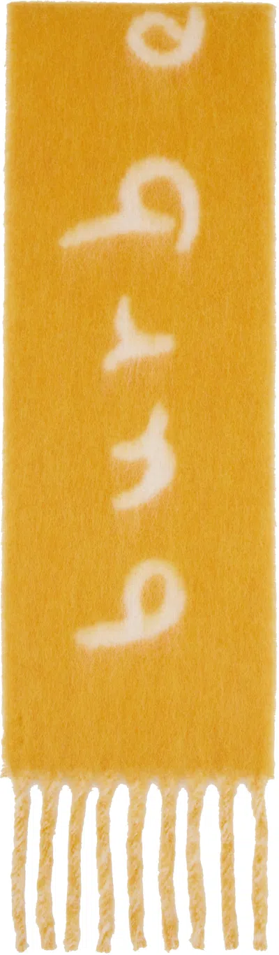 Burberry Yellow & White Logo Alpaca Wool Blend Scarf