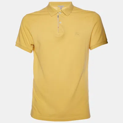 Pre-owned Burberry Yellow Cotton Pique Polo T-shirt M