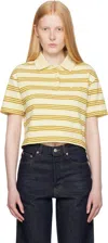 Burberry Yellow Cropped Striped Cotton Polo