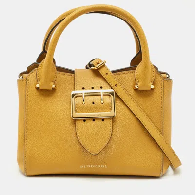 Pre-owned Burberry Yellow Leather Small Buckle Tote