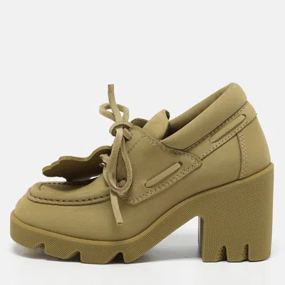 Pre-owned Burberry Yellow Nubuck Leather Stride Derby Loafers Size 37