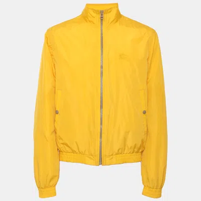 Pre-owned Burberry Yellow Nylon Bomber Jacket M