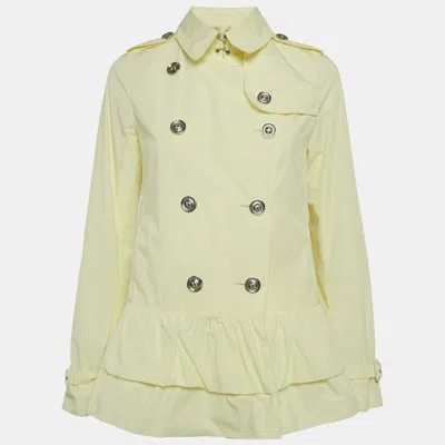 Pre-owned Burberry Yellow Nylon Double Breasted Trench Coat S