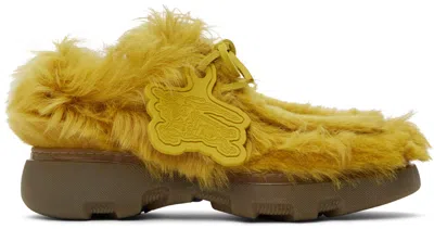 Burberry Yellow Shearling Creeper Derbys In Manilla