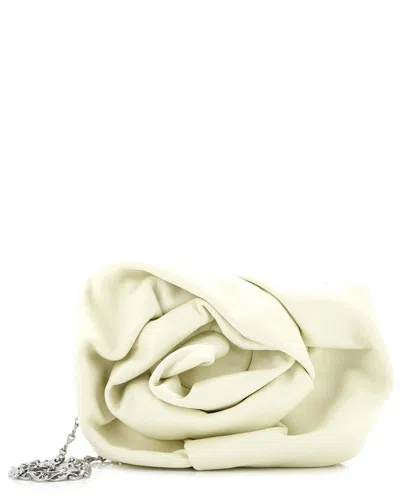 Pre-owned Burberry Yellow Sheep Leather Rose Chain Clutch (authentic Pre-loved) In White