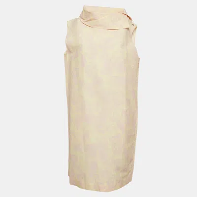 Pre-owned Burberry Yellow/pink Floral Print Crepe Sleeveless Mini Dress M