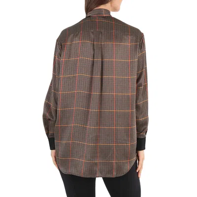 Burberry Yolanda Houndstooth Pussy-bow Blouse In Brown