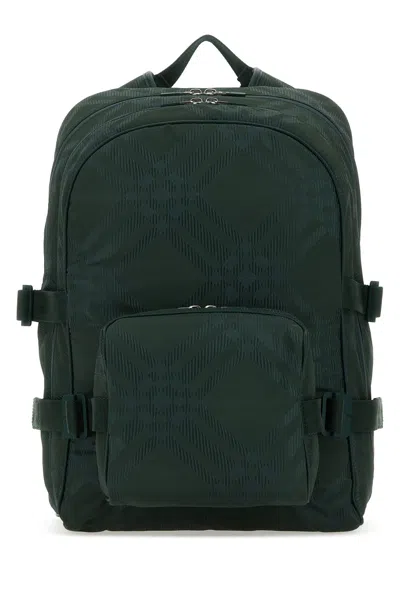 BURBERRY BURBERRY BOTTLE GREEN NYLON BLEND CHECK BACKPACK