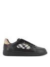 Burberry Indigo Blue Leather And Check Sneaker Terrace