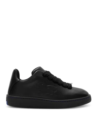 Burberry Black Sneakers With Textured Rubber Sole In Gray