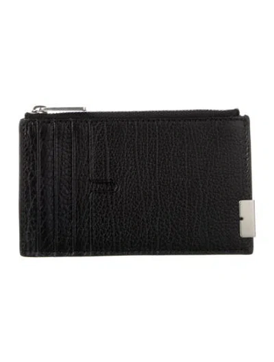 Pre-owned Burberry Zip Card Holder Leather Wallet In Black