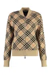 Burberry Checked Knitted Zip-up Bomber Jacket In Pattern
