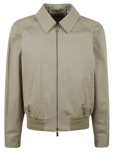 Burberry Zip-front Coat With Ribbed Detail In Green