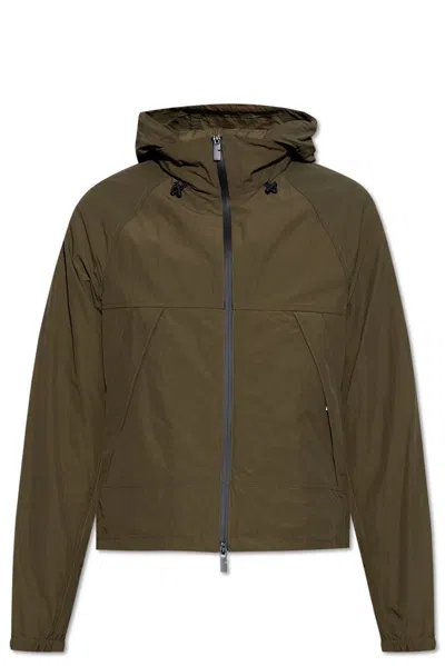 Burberry Logo-print Zipped Hooded Jacket In Green