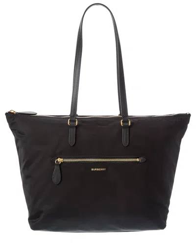 Burberry Zip Nylon Tote In Black