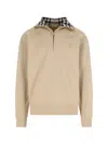 Burberry Organic Cotton Half-zip Sweater In Nude