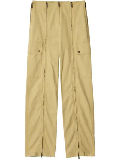 Burberry Zip Straight-leg Trousers In Nude