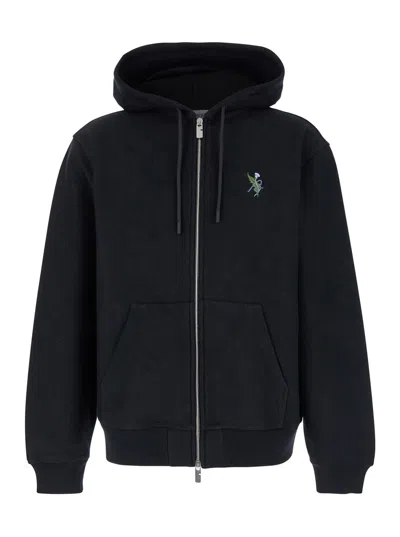 Burberry Black Hoodie With Embroidered Logo On The Rear In Cotton Man