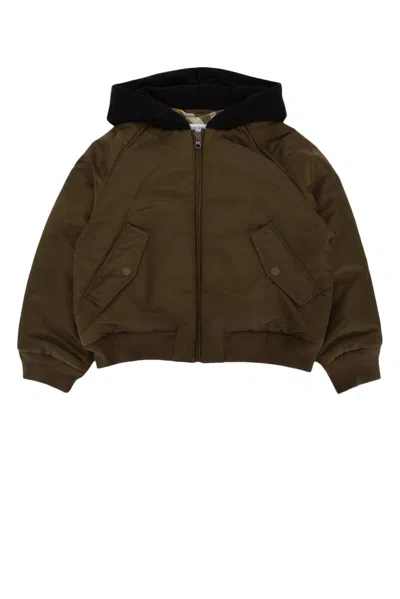 Burberry Kids' Zip-up Hooded Jacket In Verde