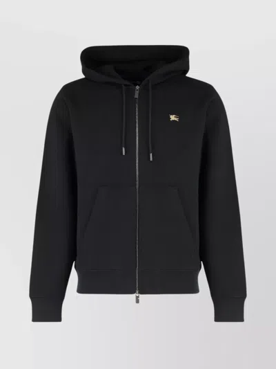 BURBERRY ZIP-UP HOODIE FEATURING RIBBED FINISH