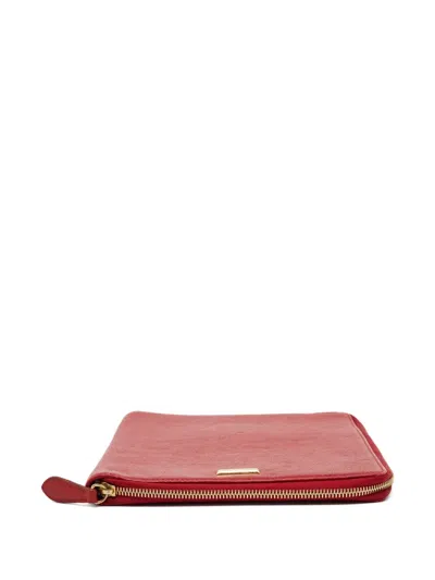 Pre-owned Burberry Zip-around Leather Ipad Case In Red
