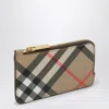 BURBERRY BURBERRY ZIPPED CARD CASE WITH CHECK PATTERN