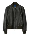 Burberry Leather Bomber Jacket In Black