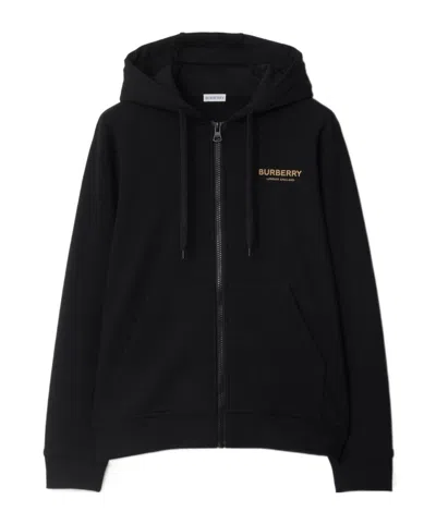 Burberry Zipper Hoodie In Black