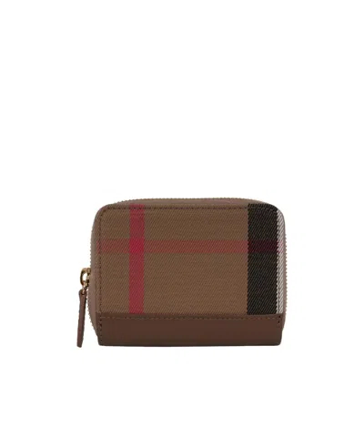 Burberry Zippered Change Purse In Earthy Brown