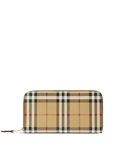 Burberry Zippered Check Wallet Accessories In Brown