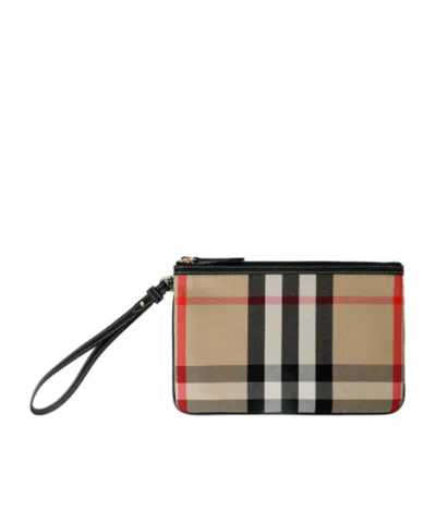 Burberry Zippered Clutch In Brown