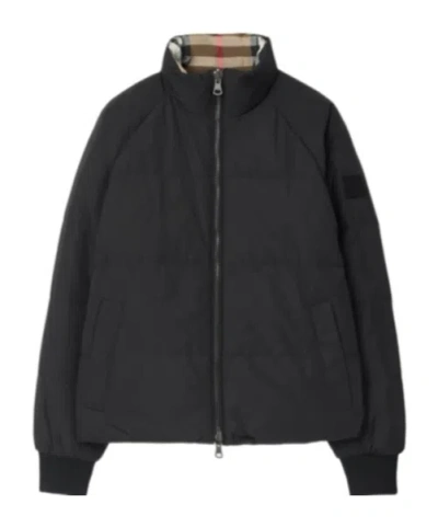 Burberry Zippered Cotton Jacket In Black