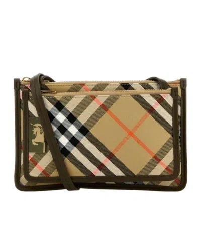 Burberry Checked Cross Body Bag In Nude