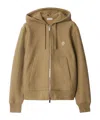 Burberry Zippered Hooded Sweatshirt In Teddy Bear Brown