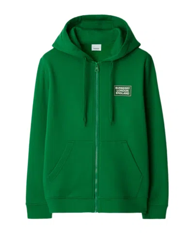Burberry Zippered Hoodie In Fir Tree Green