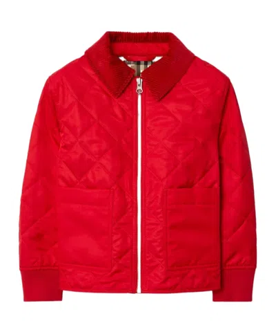 Burberry Zippered Quilted Casual Jacket In Red