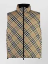Burberry Beige Sleeveless Vest With All-over Check Motif In Tech Fabric Man