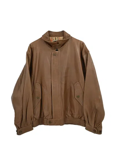 Pre-owned Burberry Zip-up Sheepskin Jacket In Brown