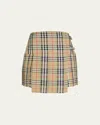 Burberry Embroidered Wool Mini Skirt In Archive Beige Ip Chk