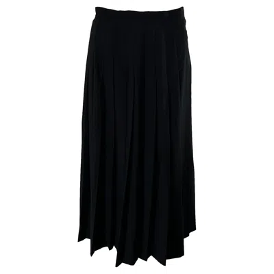 Pre-owned Burberry /s 1980s Black Fine Wool Stitch Down Pleated Skirt 40