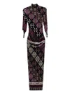 Burc Akyol Carpet-printed Velvet Maxi Dress In Brown
