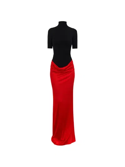 Burc Akyol Caryatid Draped Dress In Red