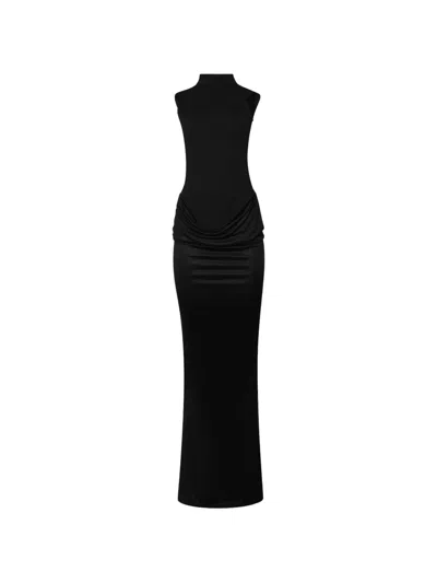 Burc Akyol Caryatid Draped Maxi Dress In Black